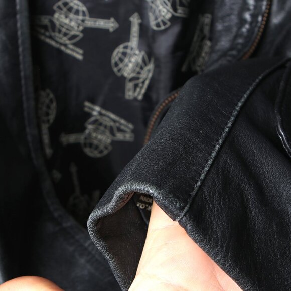 Vintage Edarly Calf Skin Leather Jacket Black Zipper Fitted Lined Coat Mexico - Picture 8 of 16